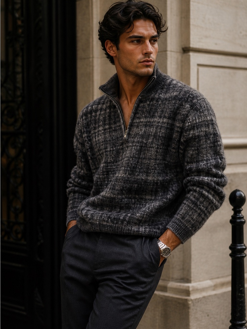Kiton Sweater Half Zip Tricot 100% Cashmere Sz Large NWT Authentic
